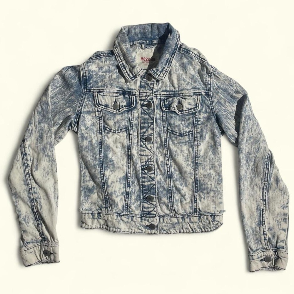 Y2K Acid Wash Cropped Denim Jacket Grunge Indie Retro Festival Small S Mossimo
